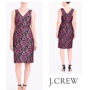 J CREW Sleeveless V-Neck Floral Jacquard Sheath Dress Size 6 NWT Pink/Black/Gold